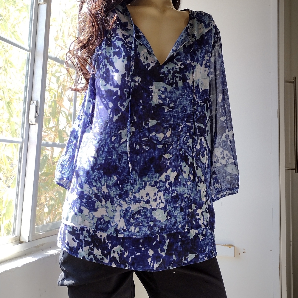 Coldwater Creek Blue Print Blouse.